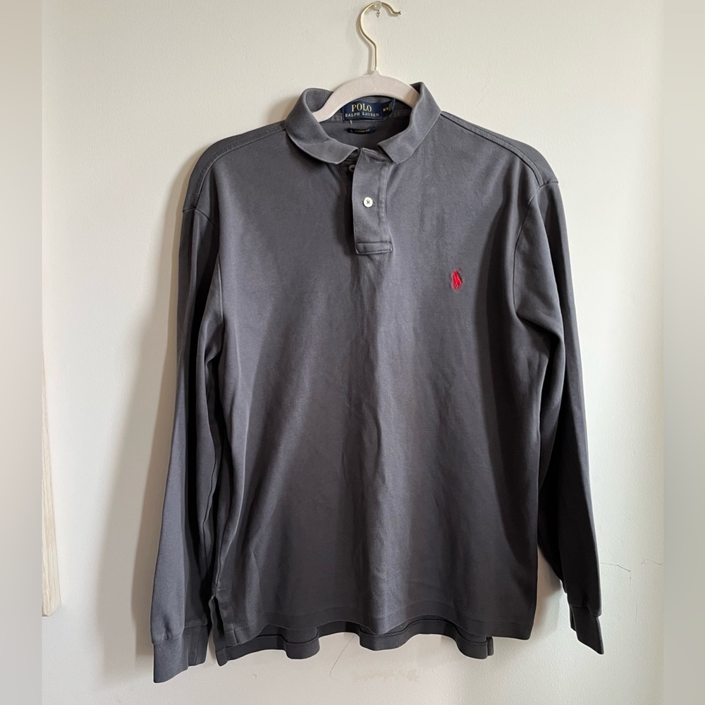 Polo Ralph Lauren Gray Men’s Polo Long-sleeved shirt custom fit size medium